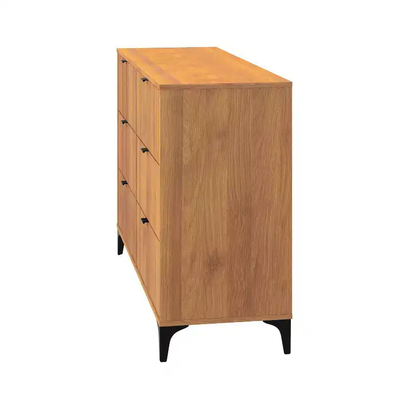 Galano Zaffy 6 Drawer Dresser (Interlock) - Amber Walnut