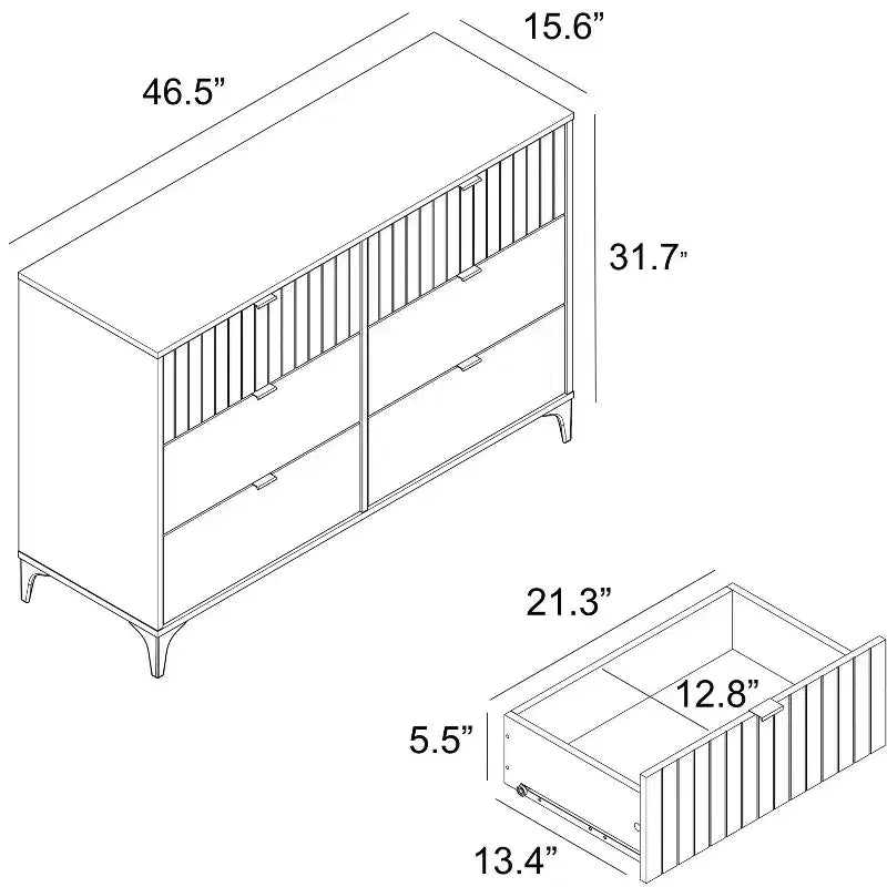 Galano Zaffy 6 Drawer Dresser (Interlock) - Amber Walnut