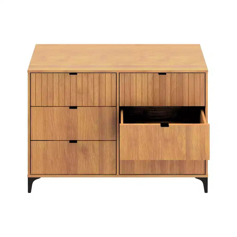 Galano Zaffy 6 Drawer Dresser (Interlock) - Amber Walnut