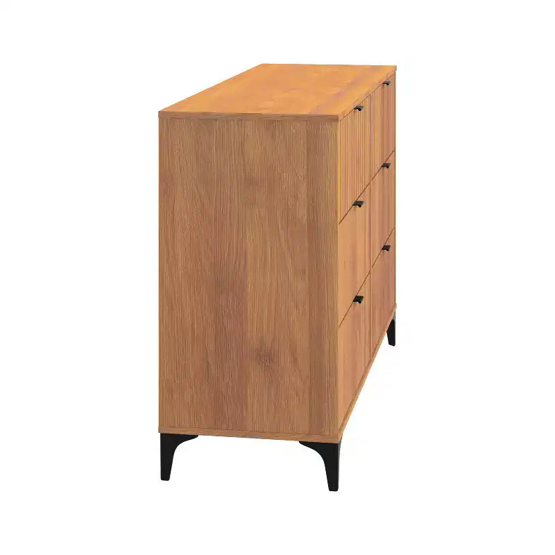 Galano Zaffy 6 Drawer Dresser (Interlock) - Amber Walnut