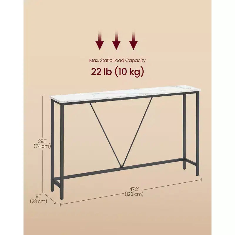 Narrow Console Table with Steel Frame, 47.2 Sofa Table for Entryway, Living Room, Bedroom, Industrial Design
