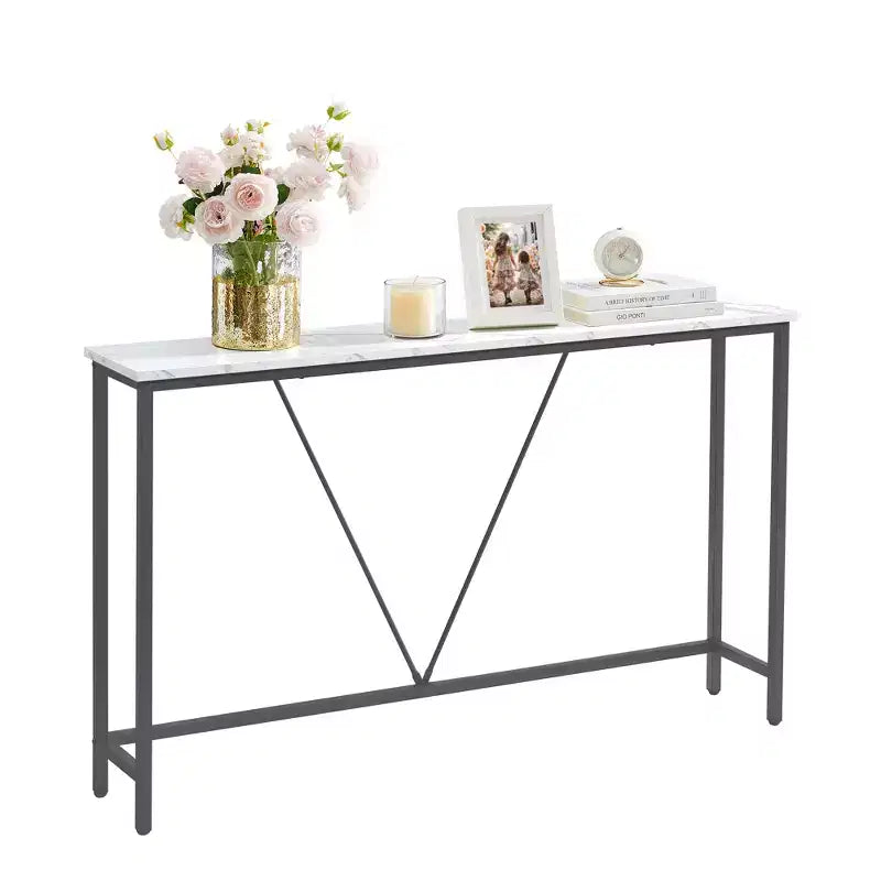 Narrow Console Table with Steel Frame, 47.2 Sofa Table for Entryway, Living Room, Bedroom, Industrial Design