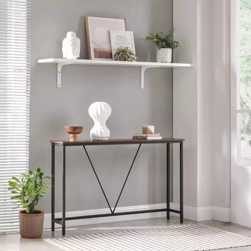 Narrow Console Table with Steel Frame, 47.2 Sofa Table for Entryway, Living Room, Bedroom, Industrial Design