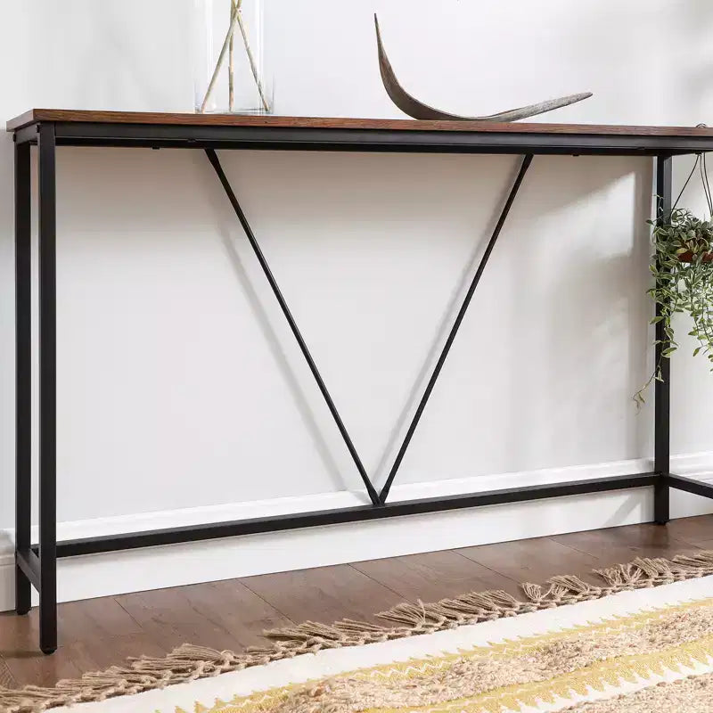 Narrow Console Table with Steel Frame, 47.2 Sofa Table for Entryway, Living Room, Bedroom, Industrial Design