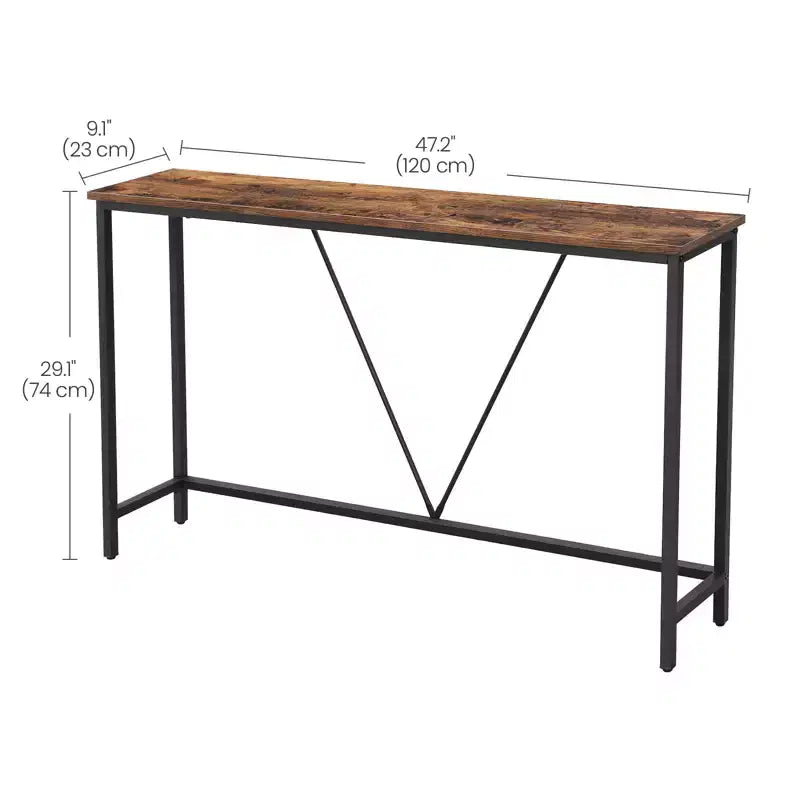 Narrow Console Table with Steel Frame, 47.2 Sofa Table for Entryway, Living Room, Bedroom, Industrial Design