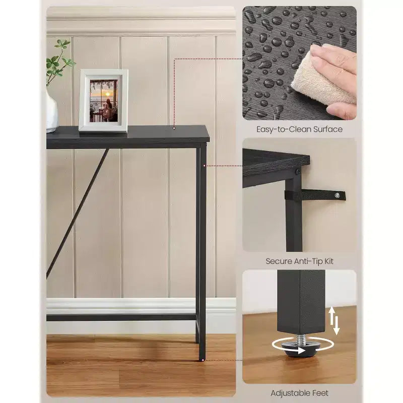 Narrow Console Table with Steel Frame, 47.2 Sofa Table for Entryway, Living Room, Bedroom, Industrial Design