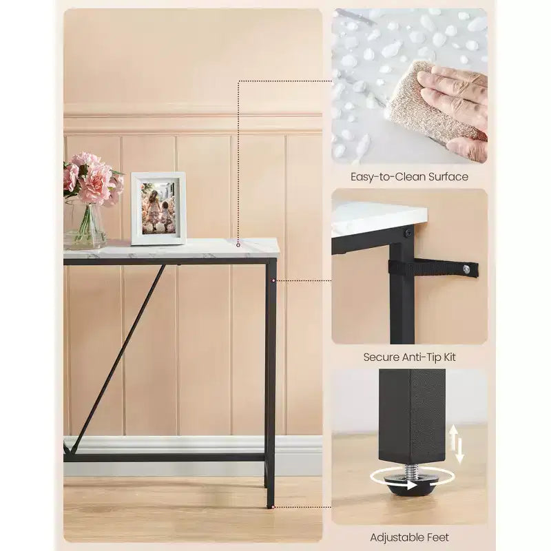 Narrow Console Table with Steel Frame, 47.2 Sofa Table for Entryway, Living Room, Bedroom, Industrial Design