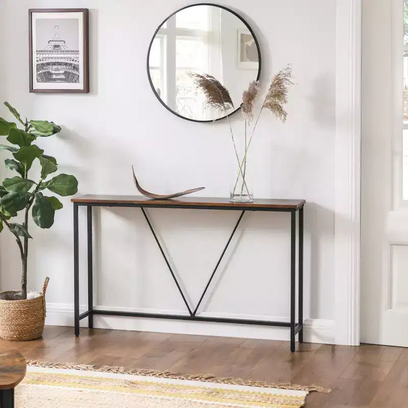 Schmaler Konsolentisch mit Stahlrahmen, 120 cm Sofatisch für Flur, Wohnzimmer, Schlafzimmer, Industriedesign