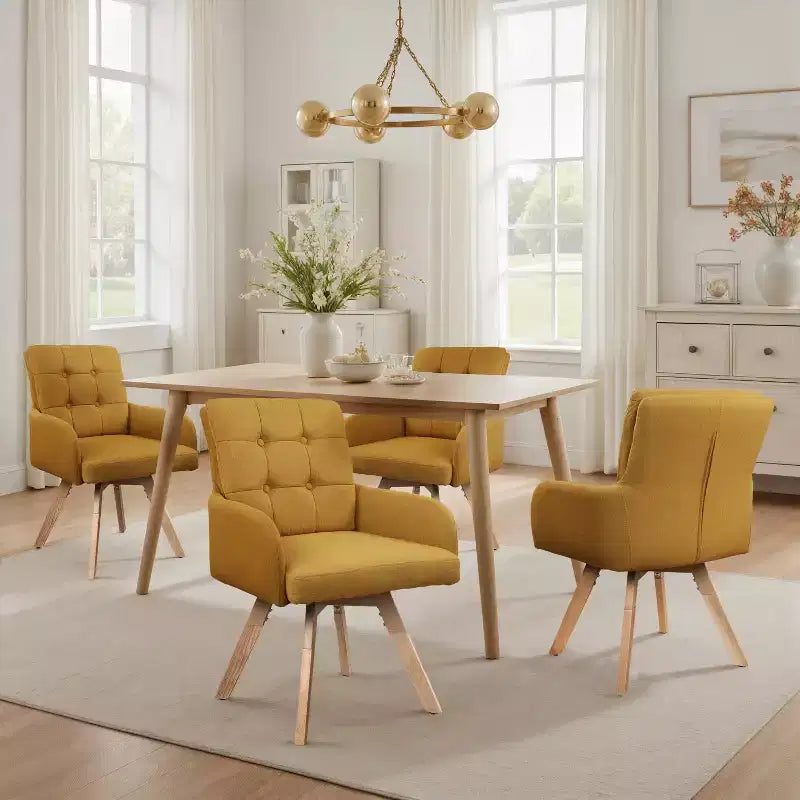 Art Leon Fabric Swivel Dining Chairs, Set of 2