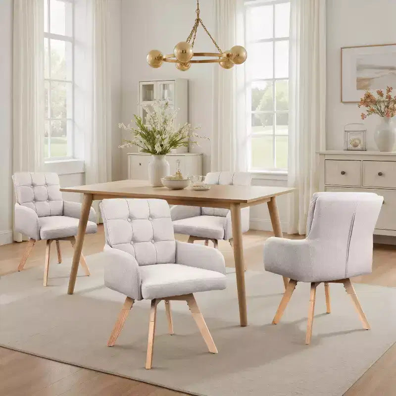 Art Leon Fabric Swivel Dining Chairs, Set of 2