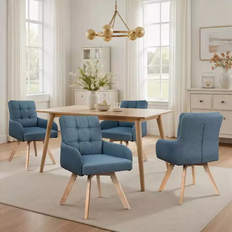 Art Leon Fabric Swivel Dining Chairs, Set of 2