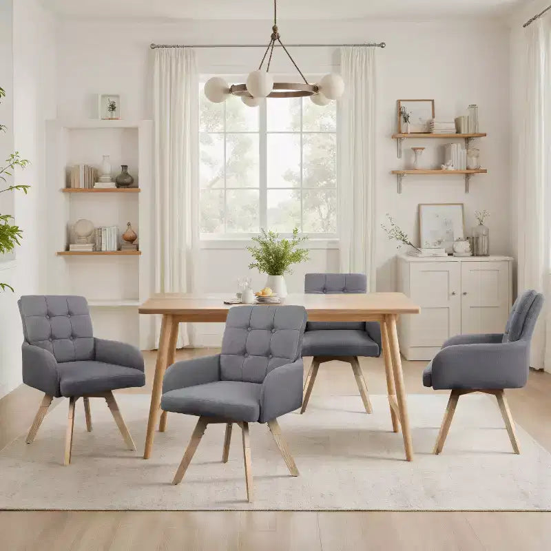 Art Leon Fabric Swivel Dining Chairs, Set of 2