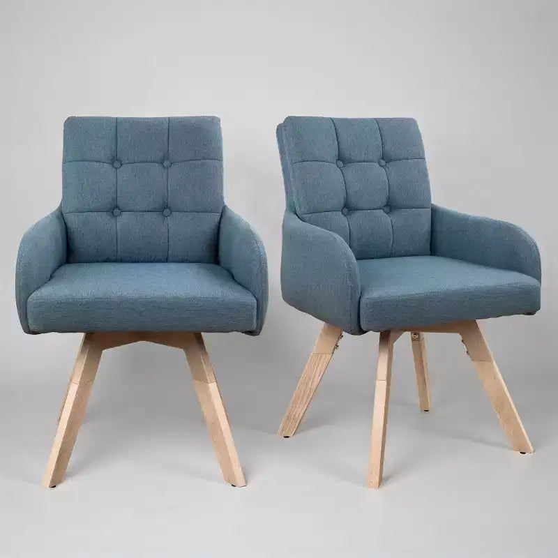 Art Leon Stoff-Drehstühle für das Esszimmer, 2er-Set