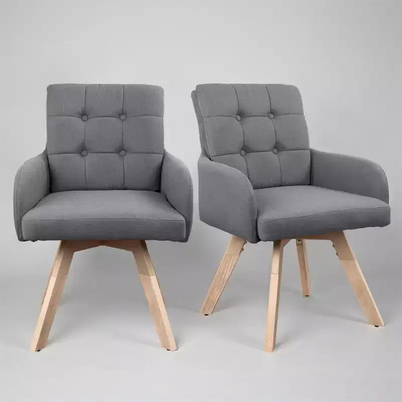 Art Leon Stoff-Drehstühle für das Esszimmer, 2er-Set