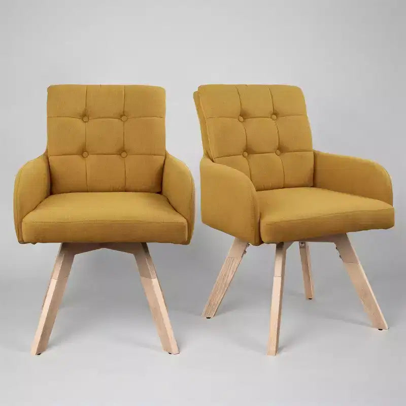Art Leon Stoff-Drehstühle für das Esszimmer, 2er-Set