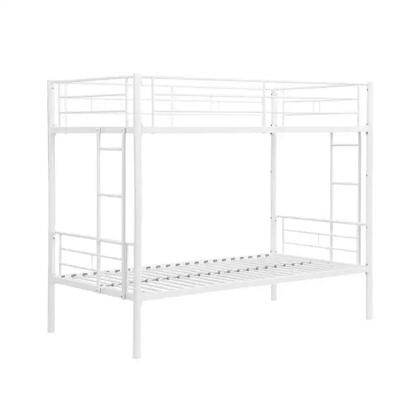 Bellemave Metal Twin Over Twin Bunk Bed with Guardrail & Ladder, Convertible Heavy Duty Bed for Kids, Teens & Adults, White