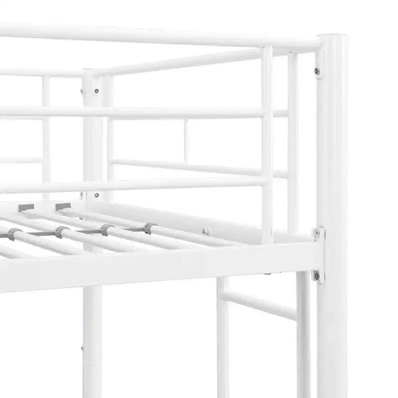 Bellemave Metal Twin Over Twin Bunk Bed with Guardrail & Ladder, Convertible Heavy Duty Bed for Kids, Teens & Adults, White