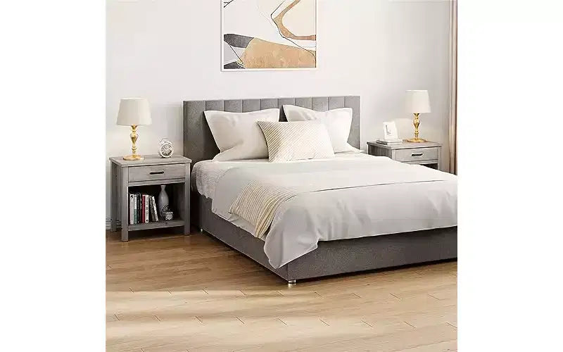 GustoWave 22 width Nightstand with Drawer,Grey Night Stand End Table Living Room with Storage Shelf,Wooden Bedside Table for Bedroom Nursery Office