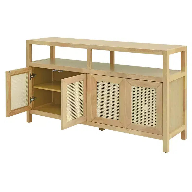 Okak Bohemian Style Sideboard Cabinet, Bufft Cabinet with 4 Doors and 1 Open Shelf, Storage Cabinet for Living Room, Dining Room, Kitchen