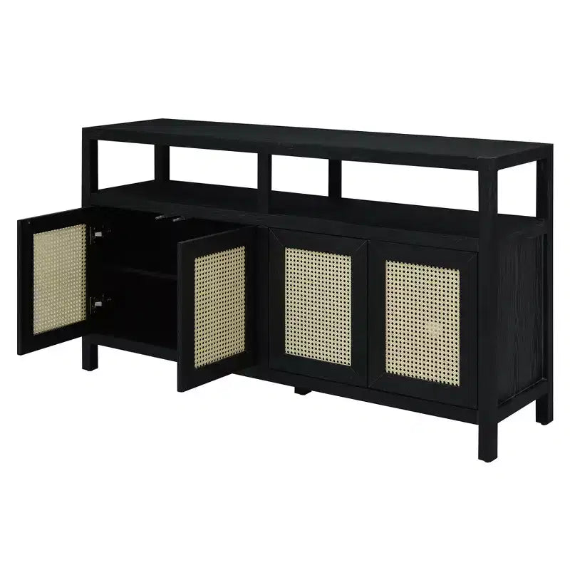 Okak Bohemian Style Sideboard Cabinet, Bufft Cabinet with 4 Doors and 1 Open Shelf, Storage Cabinet for Living Room, Dining Room, Kitchen