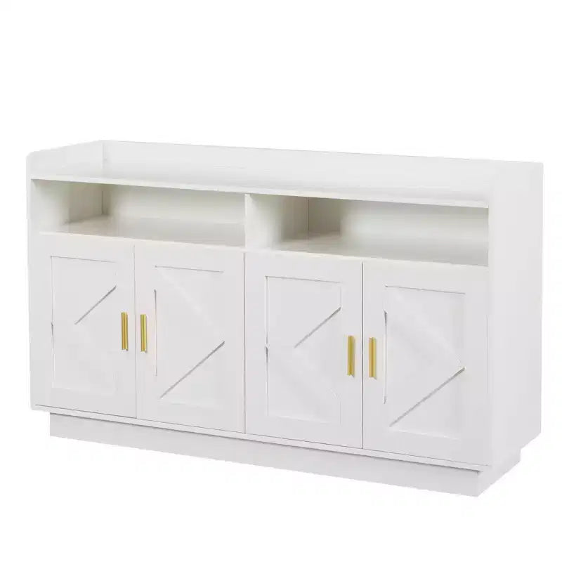 Okak Sideboard Cabinet, Bufft Cabinet with 4 Doors and 2 Drawers, Metal Handle, Storage Cabinet for Living Room, Dining Room, Kitchen