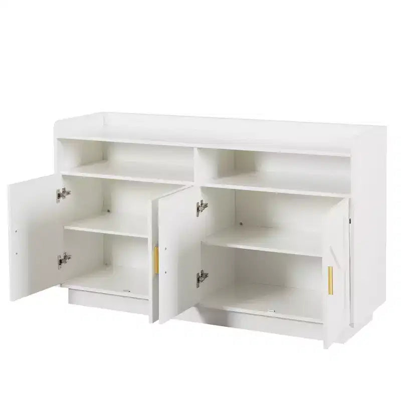 Okak Sideboard Cabinet, Bufft Cabinet with 4 Doors and 2 Drawers, Metal Handle, Storage Cabinet for Living Room, Dining Room, Kitchen