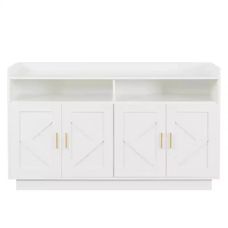 Okak Sideboard Cabinet, Bufft Cabinet with 4 Doors and 2 Drawers, Metal Handle, Storage Cabinet for Living Room, Dining Room, Kitchen