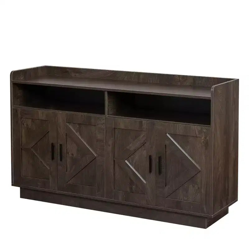 Okak Sideboard Cabinet, Bufft Cabinet with 4 Doors and 2 Drawers, Metal Handle, Storage Cabinet for Living Room, Dining Room, Kitchen