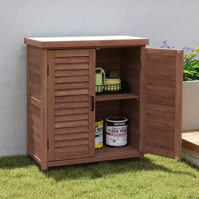 Okak Storage Cabinet with Potting Bench, Kitchen Cabinet with 2 Doors and 2 Shelves, Short Cabinet for Living Room, Dining Room, Kitchen