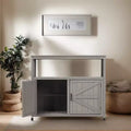 Okak Storage Cabinet with Potting Bench, Kitchen Cabinet with 2 Doors and 2 Shelves, Short Cabinet for Living Room, Dining Room, Kitchen