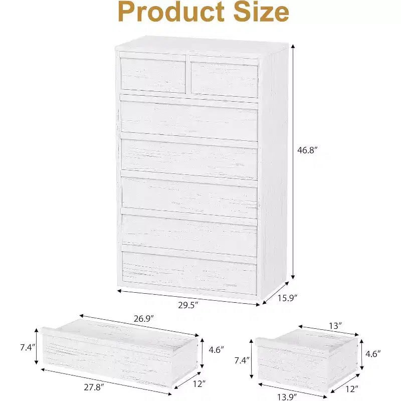 COZONY 5/7 Drawer Dresser for Bedroom, Modern Tall Chest of Drawers with Large Storage, Wooden Organizer for Living Room, Nursery, Entryway