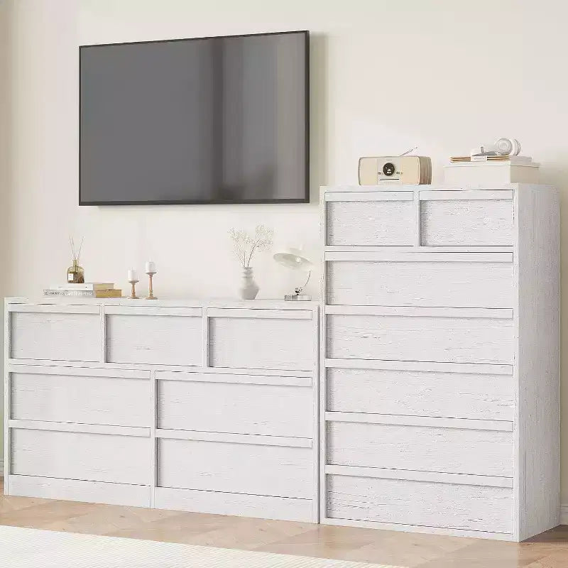 COZONY 5/7 Drawer Dresser for Bedroom, Modern Tall Chest of Drawers with Large Storage, Wooden Organizer for Living Room, Nursery, Entryway