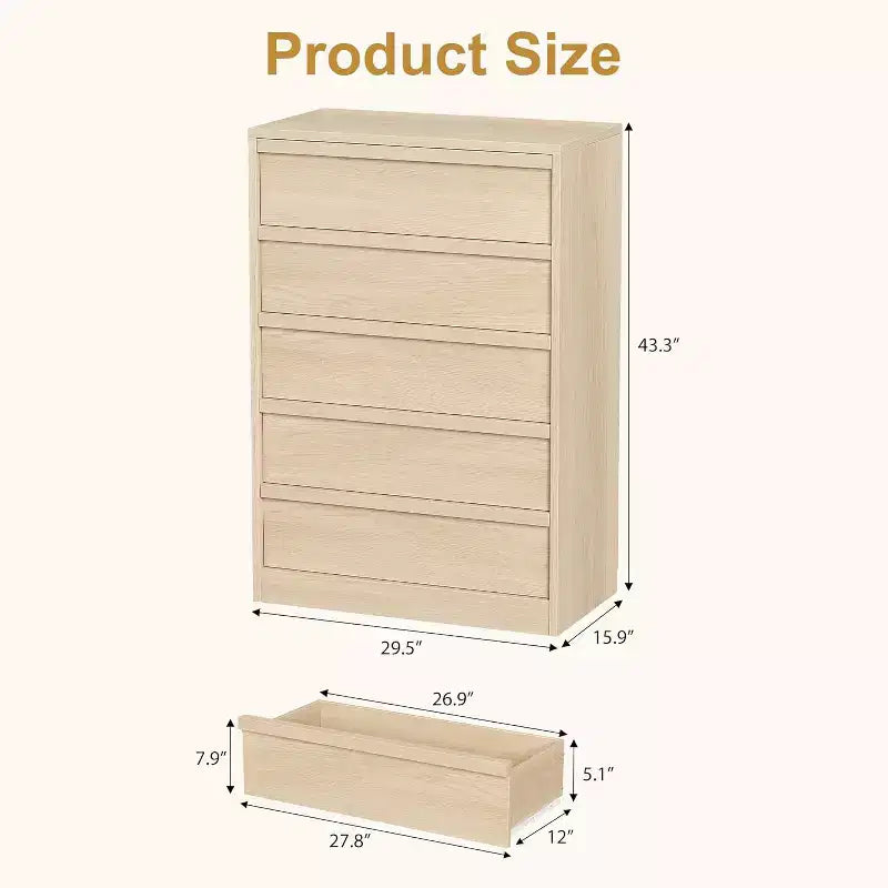 COZONY 5/7 Drawer Dresser for Bedroom, Modern Tall Chest of Drawers with Large Storage, Wooden Organizer for Living Room, Nursery, Entryway