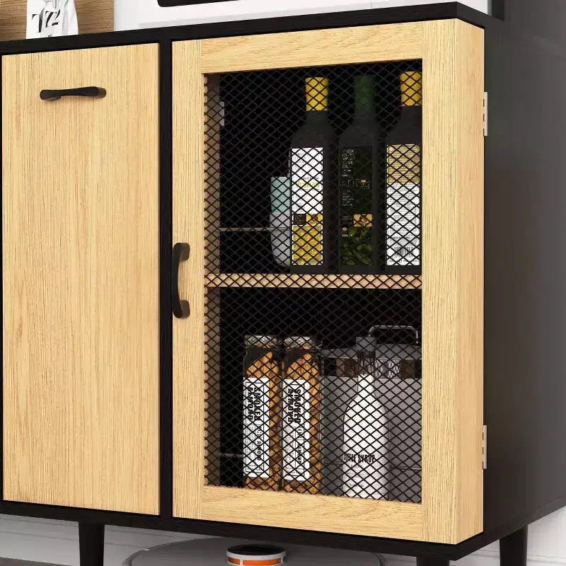Okak Wooden Sideboard Cabinet, Bufft Cabinet with 4 Doors and 2 Drawers, Storage Cabinet for Living Room, Dining Room, Kitchen