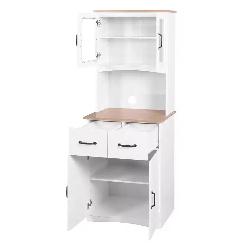 Okak Wooden Sideboard Cabinet, Bufft Cabinet with 4 Doors and 2 Drawers, Storage Cabinet for Living Room, Dining Room, Kitchen