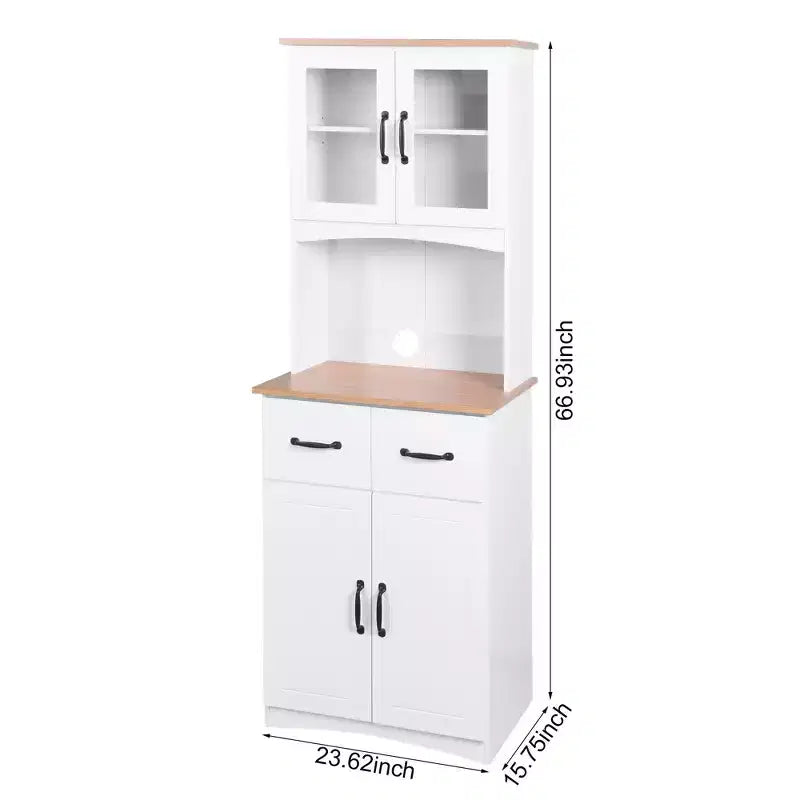 Okak Wooden Sideboard Cabinet, Bufft Cabinet with 4 Doors and 2 Drawers, Storage Cabinet for Living Room, Dining Room, Kitchen