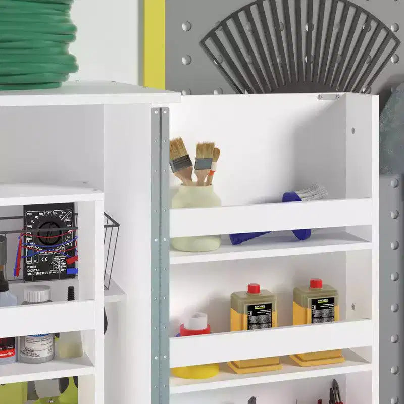 Famapy Garage Storage Cabinet with Rotating Shelves & Door Compartments,Multi-Layer Organizer,Sturdy Construction,for Tools & Garden Supplies