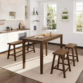 Captiva Designs 4 Piece Wood Dining Table Set with Rectangular Dining Table & Stools & Bench