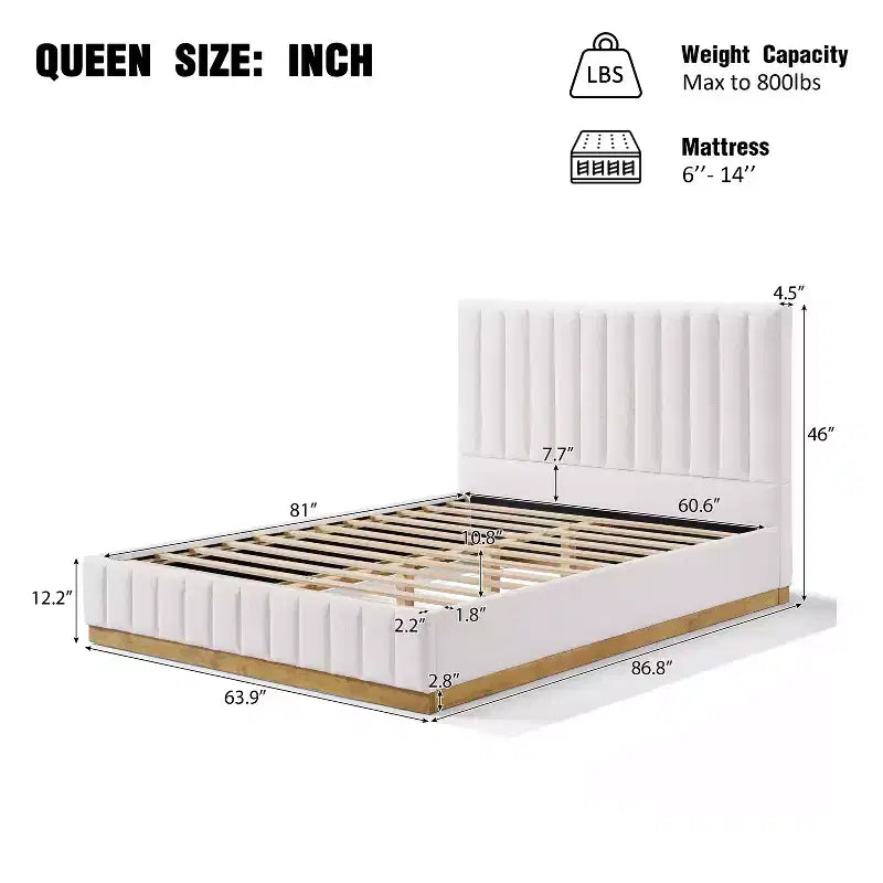 Christopher Knight Home Wendy Modern Linen Upholstered Platform Bed Frame with Vertically Stitched Thick Headboard