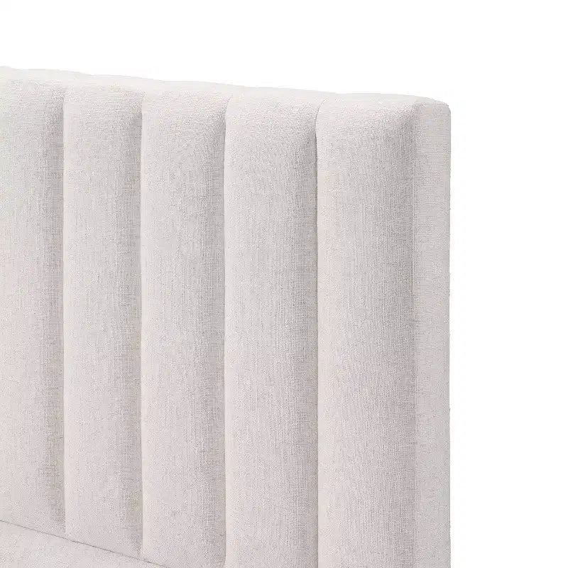Christopher Knight Home Wendy Modern Linen Upholstered Platform Bed Frame with Vertically Stitched Thick Headboard