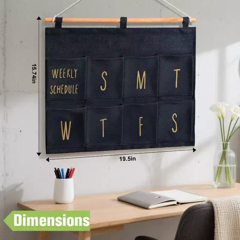 Garnen Wall organizer, Wall Pocket Weekly Planner, Wall Storage Organizer, 8 Pockets Hanging for To-Do List Pocket Chart Daily Schedule Planner, Gray