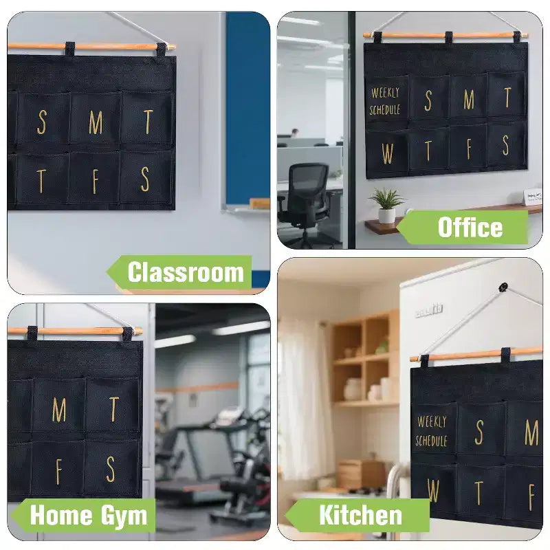 Garnen Wall organizer, Wall Pocket Weekly Planner, Wall Storage Organizer, 8 Pockets Hanging for To-Do List Pocket Chart Daily Schedule Planner, Gray