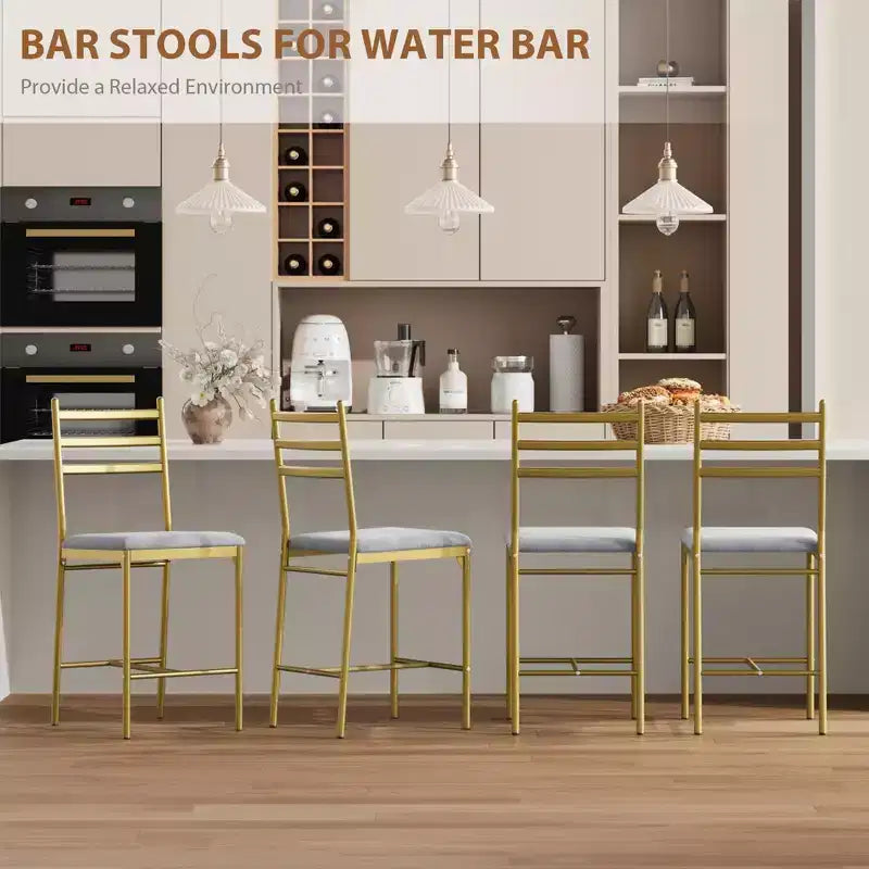 Set of 2/4 Counter Height Bar Chair with Back, Thick Cushion and Upholstered for Kitchen Island, Counter Bar