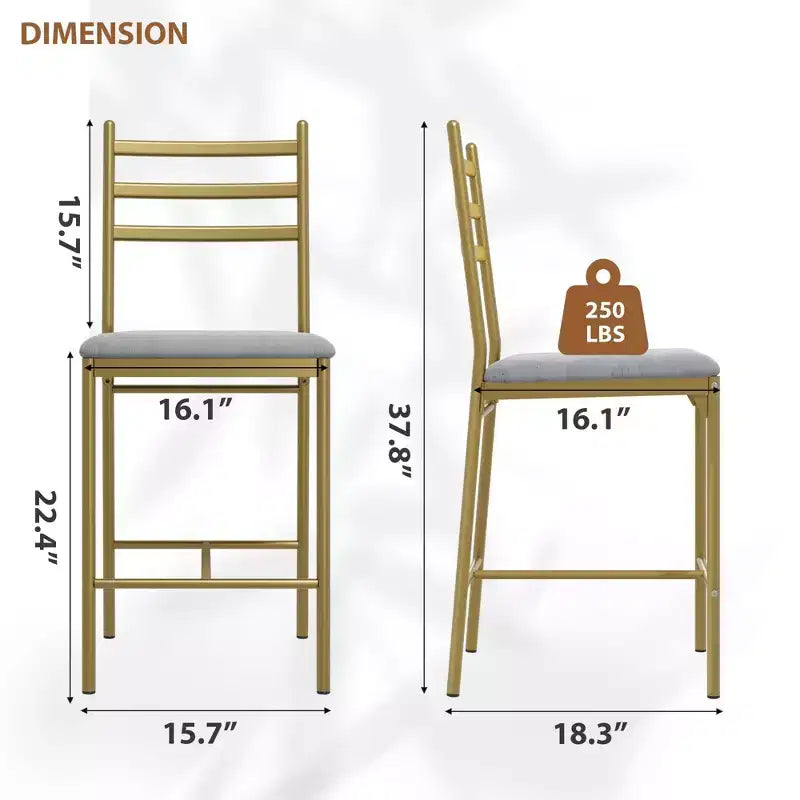 Set of 2/4 Counter Height Bar Chair with Back, Thick Cushion and Upholstered for Kitchen Island, Counter Bar
