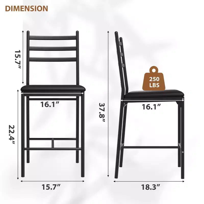 Set of 2/4 Counter Height Bar Chair with Back, Thick Cushion and Upholstered for Kitchen Island, Counter Bar