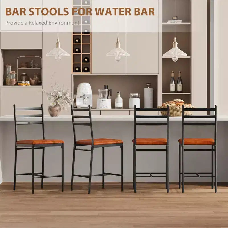 Set of 2/4 Counter Height Bar Chair with Back, Thick Cushion and Upholstered for Kitchen Island, Counter Bar
