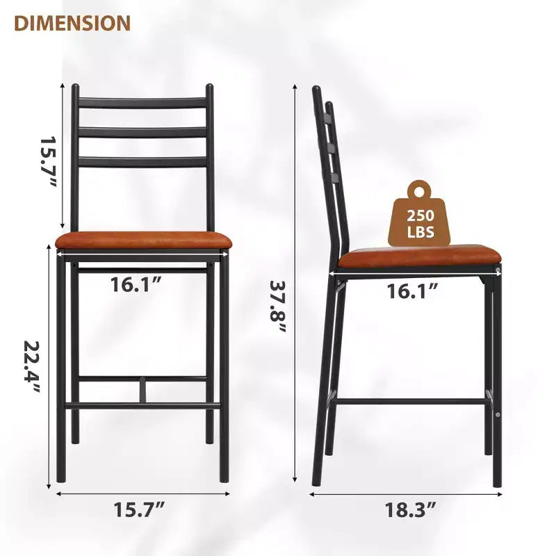 Set of 2/4 Counter Height Bar Chair with Back, Thick Cushion and Upholstered for Kitchen Island, Counter Bar