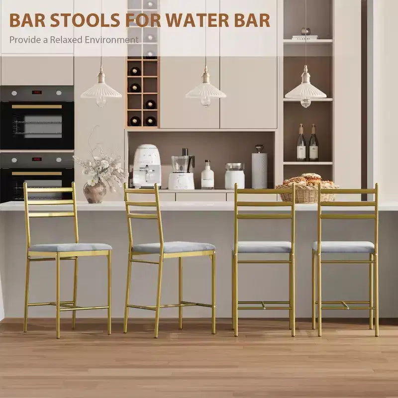 Set of 2/4 Counter Height Bar Chair with Back, Thick Cushion and Upholstered for Kitchen Island, Counter Bar