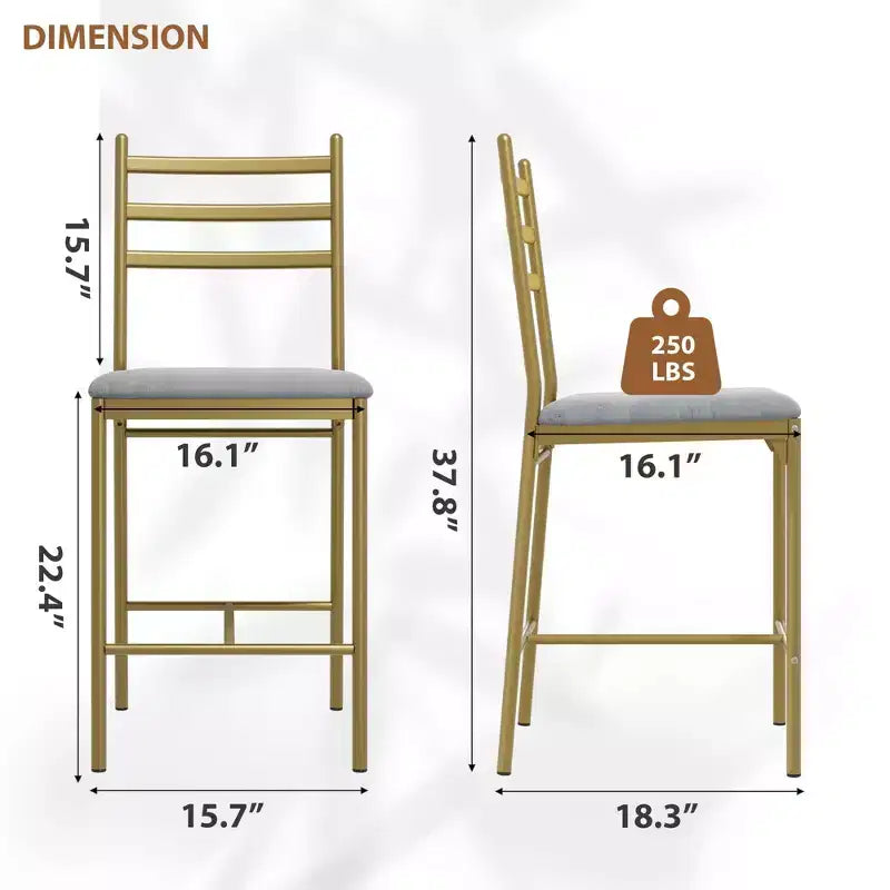 Set of 2/4 Counter Height Bar Chair with Back, Thick Cushion and Upholstered for Kitchen Island, Counter Bar