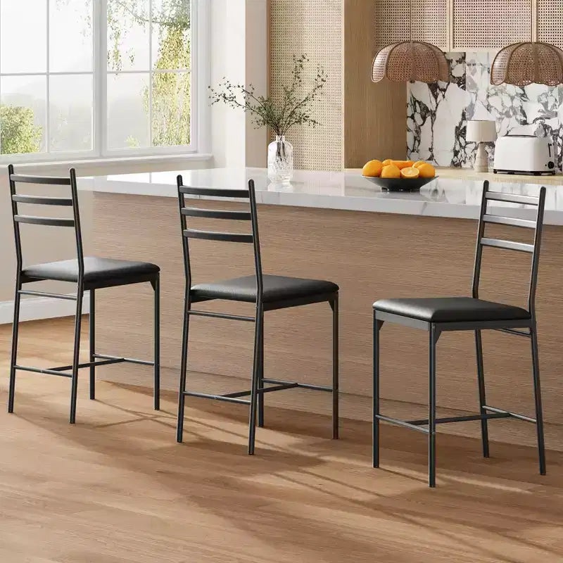 Set of 2/4 Counter Height Bar Chair with Back, Thick Cushion and Upholstered for Kitchen Island, Counter Bar